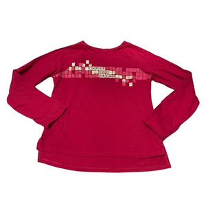 Athletic Works M (7/8) pink‎ crew neck long sleeve hi-low Chase the Dream top